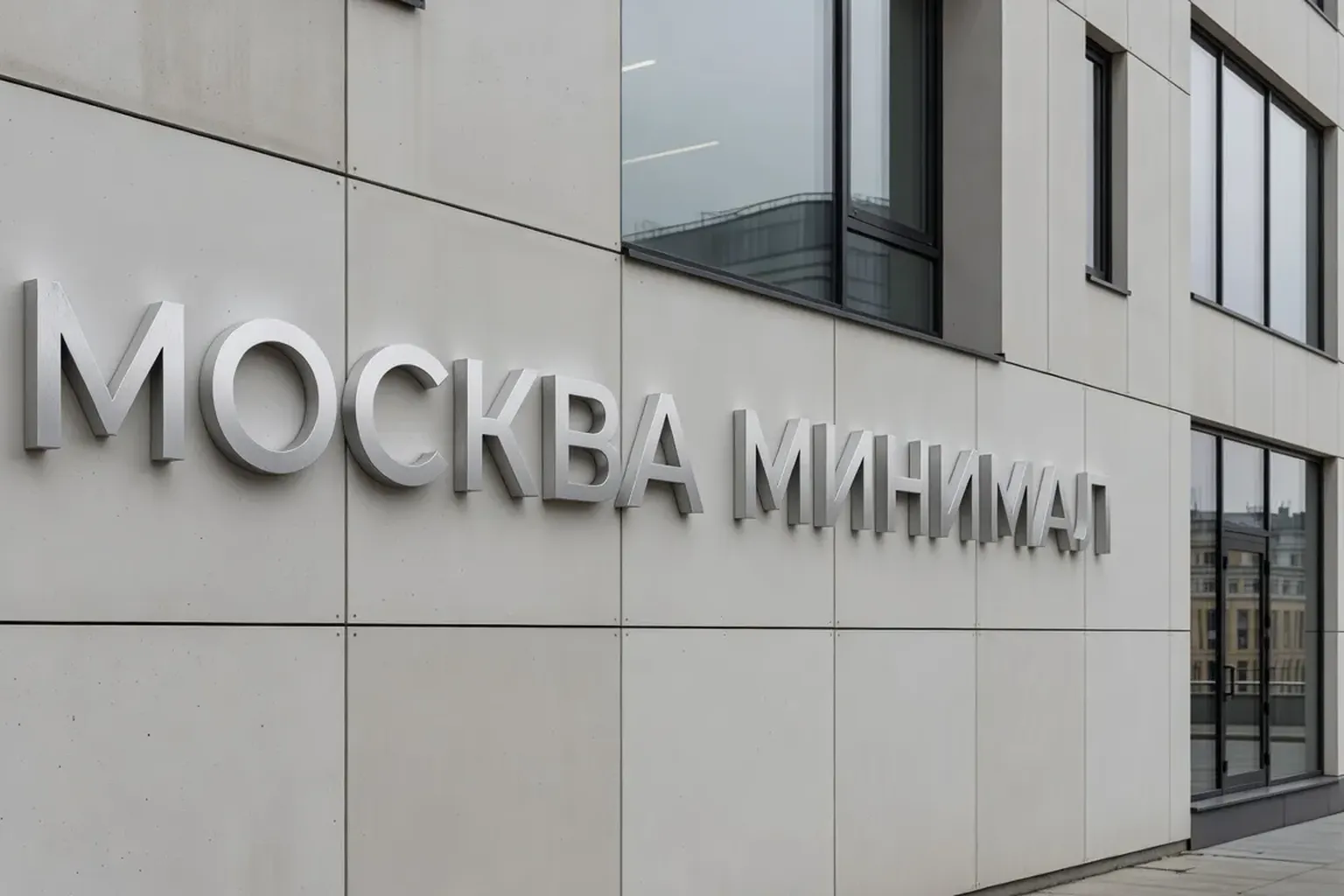Enseigne de magasin moscovite moderne avec caracteres cyrilliques stylises