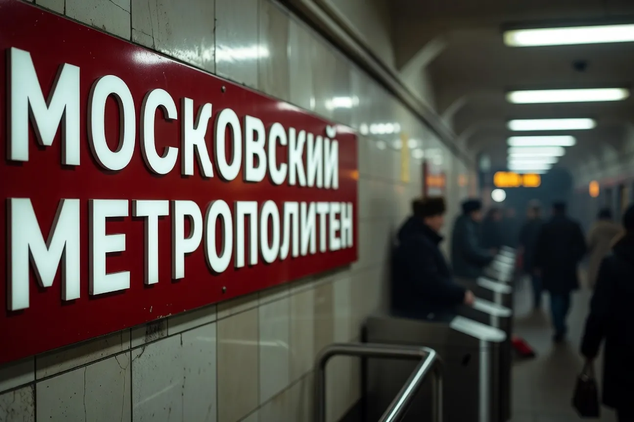 Panneau de métro moscovite en cyrillique