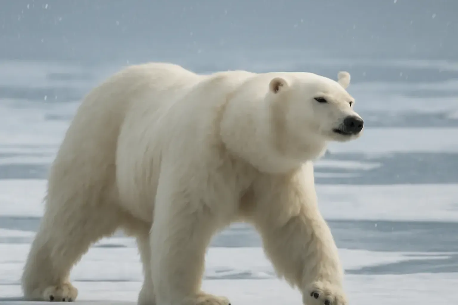 Ours blanc sur la banquise arctique russe en hiver
