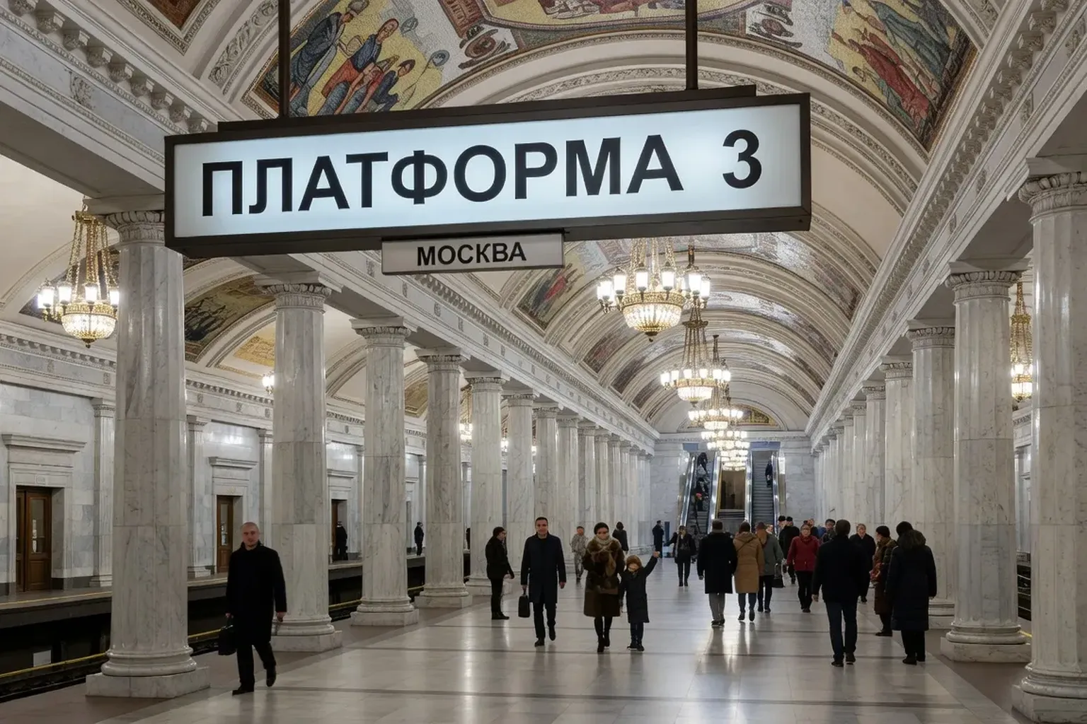 Panneau du metro de Moscou avec numeros de quai et horaires