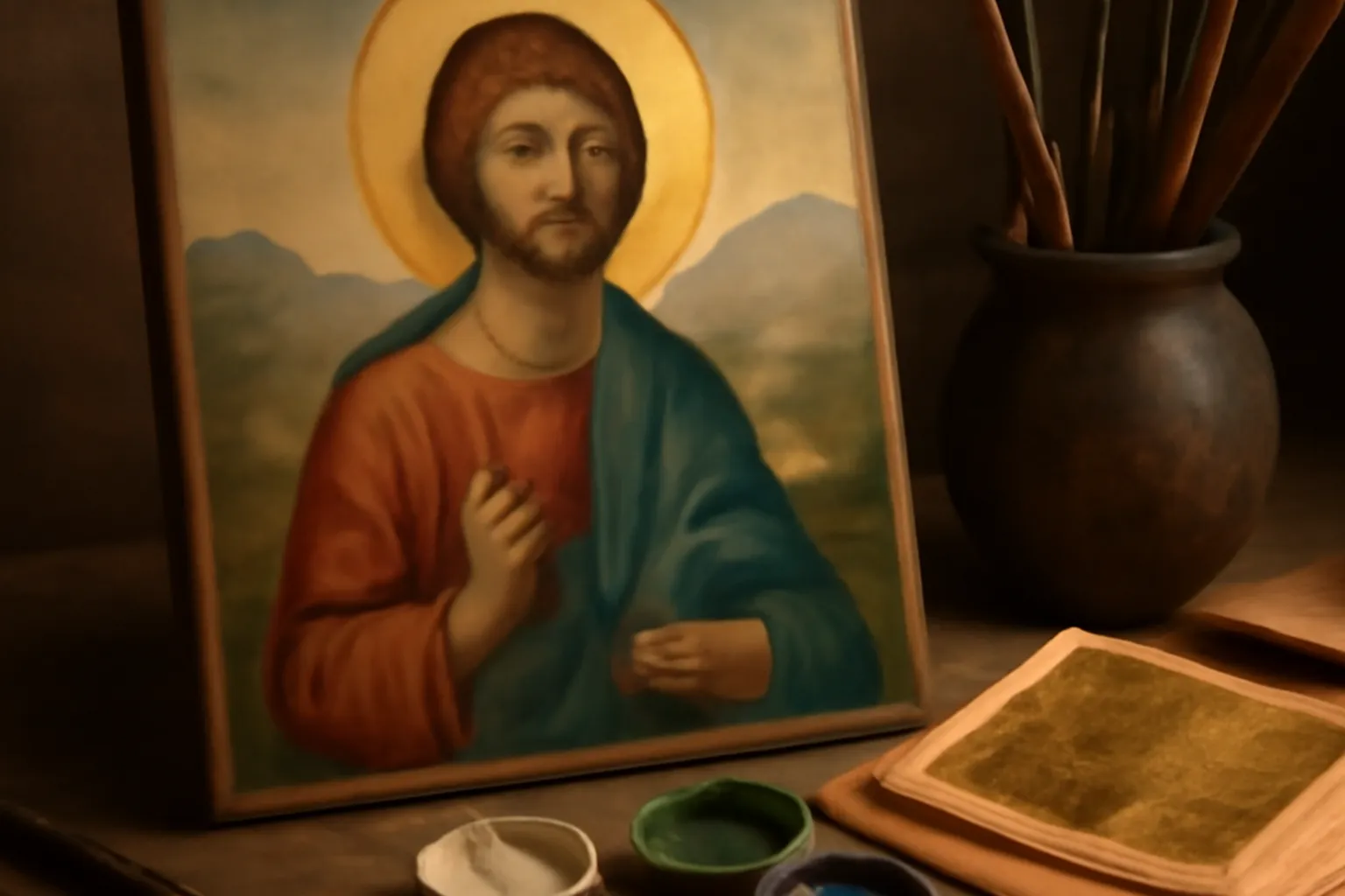 Iconostase dorée dans une église orthodoxe russe, icônes anciennes et lumière de bougies