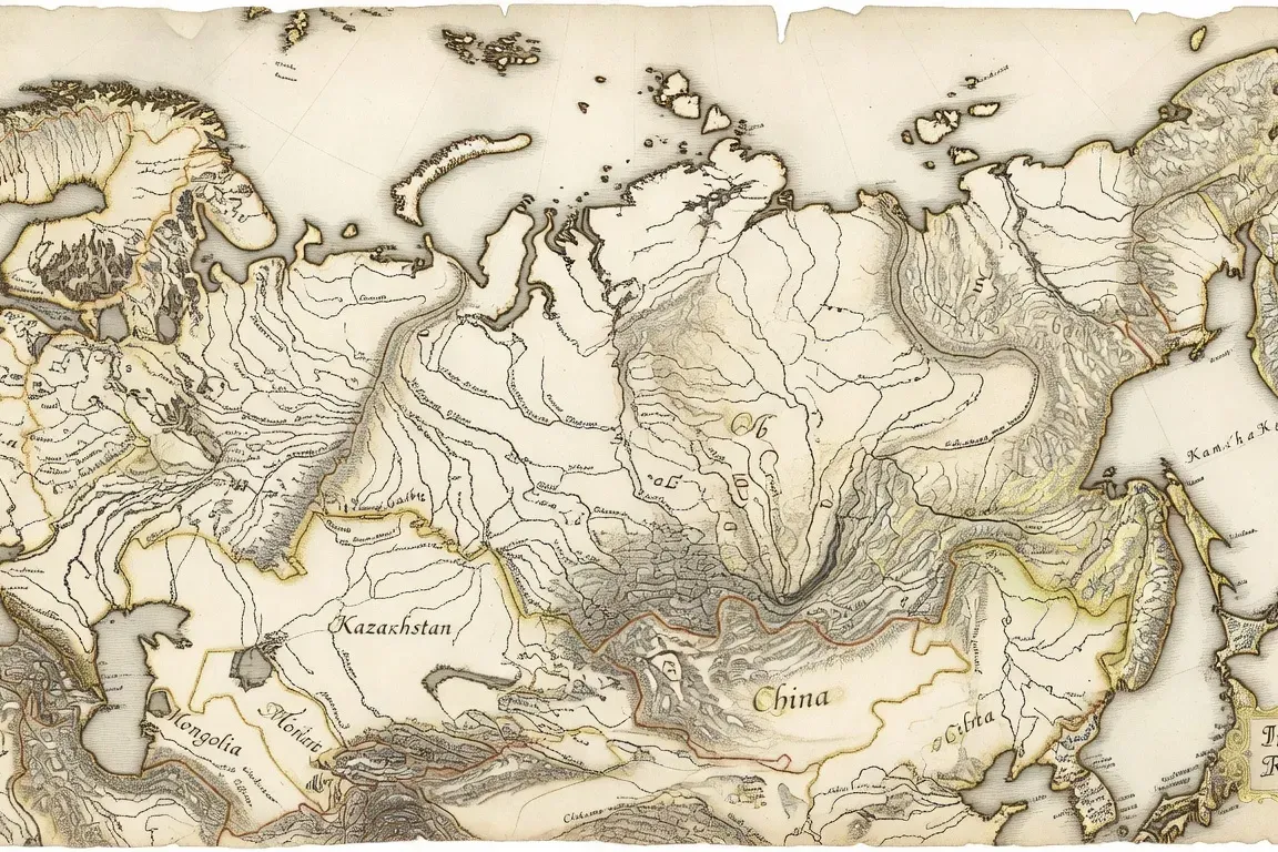Carte géographique des 14 pays limitrophes de la Russie, frontières terrestres et maritimes, visuel éducatif