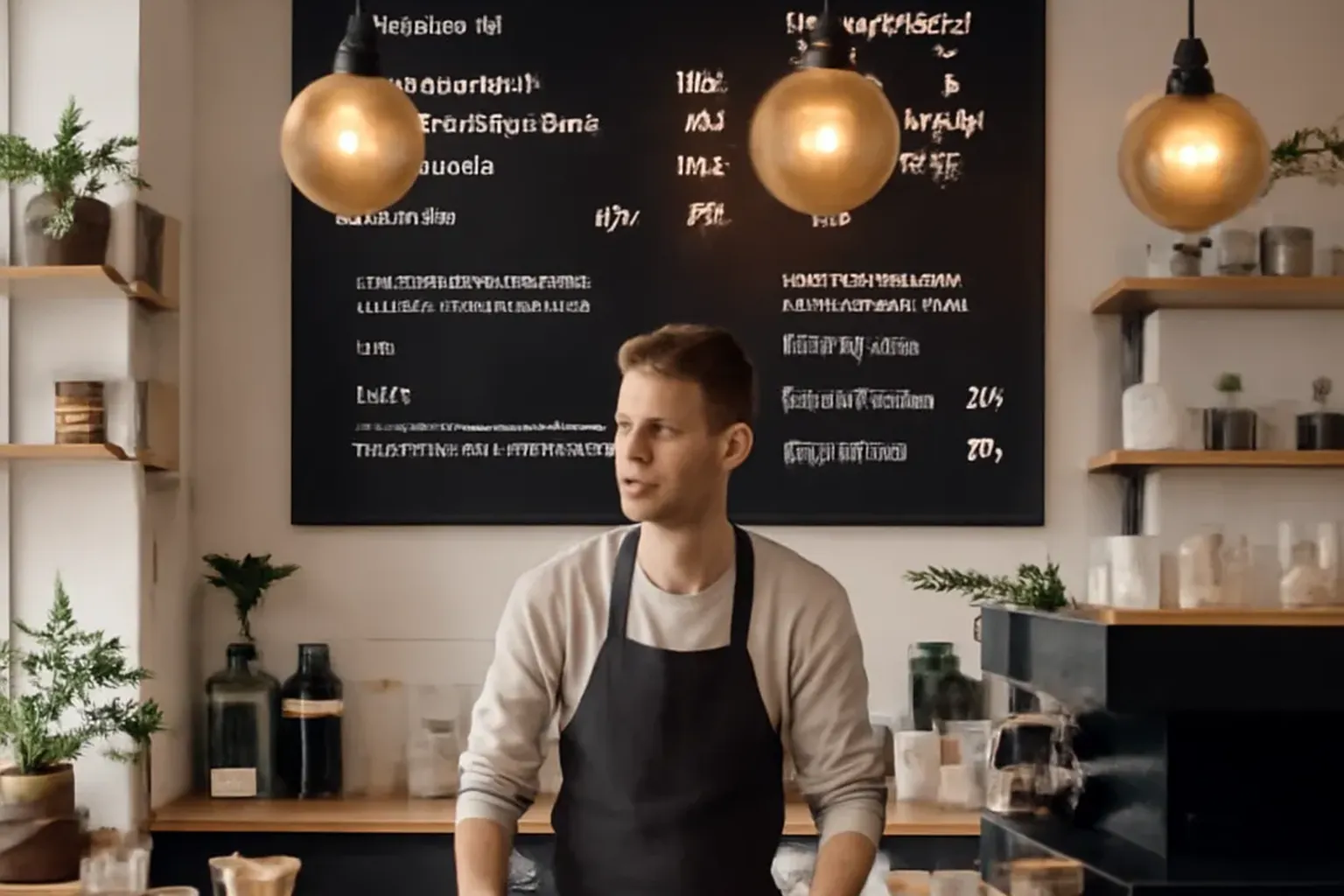 Conversation entre deux personnes dans un cafe russe, cyrillique en arriere-plan