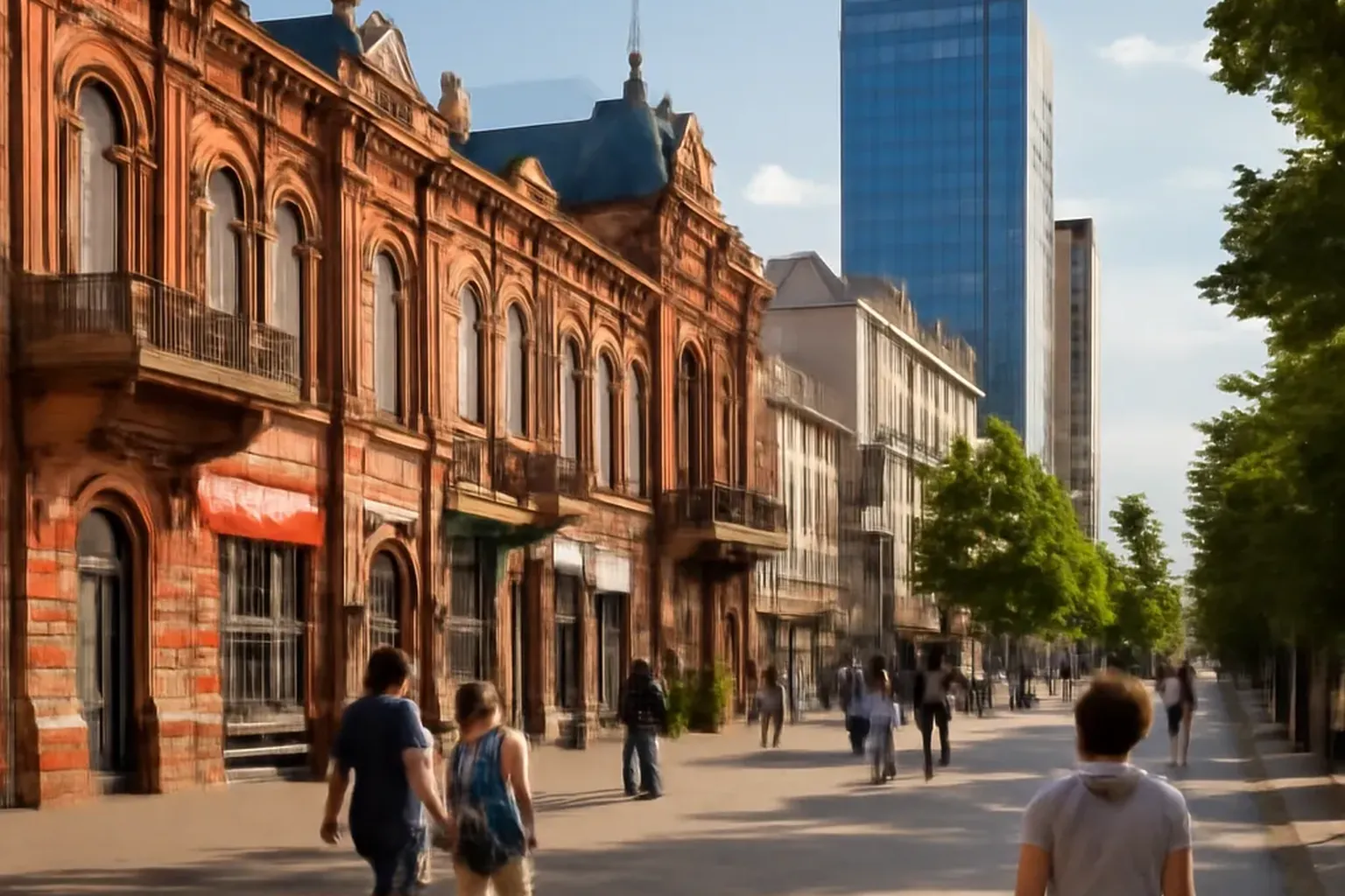 Rue centrale de Krasnodar en ete, architecture russe classique et modernite